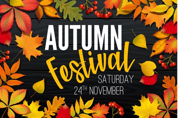 Premium Vector | November autumn festival announcement, invitation ...