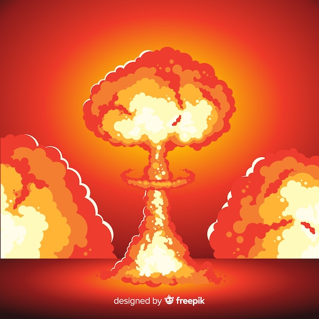 核爆発イラスト漫画のスタイル 無料のベクター