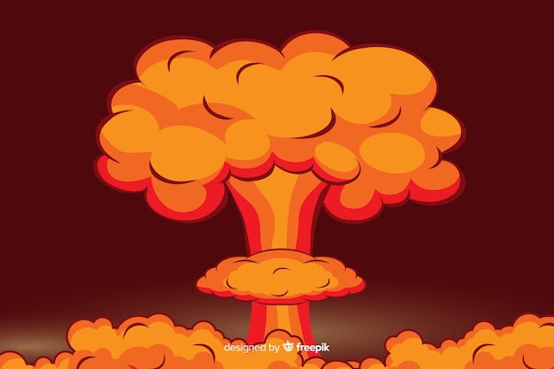 核爆発イラスト漫画のスタイル 無料のベクター
