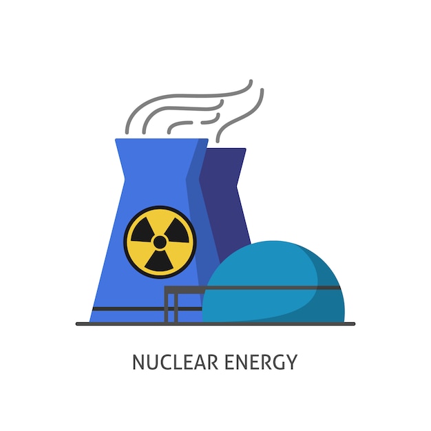 フラットスタイルの原子力発電所アイコン プレミアムベクター