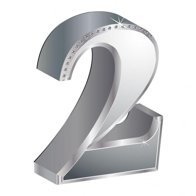 Download Number 2, 3d, metallic Vector | Free Download