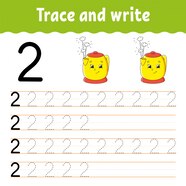 Premium Vector Number 2 Trace And Write Handwriting Practice Learning Numbers For Kids