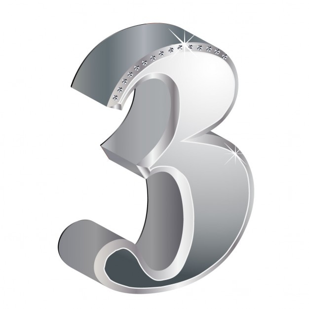 Free Vector | Number 3, 3d, metallic