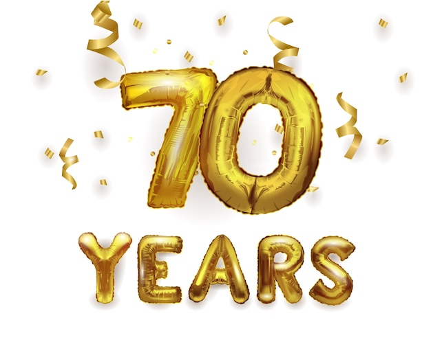 Premium Vector | Number 70 birthday celebration gold foil helium ...
