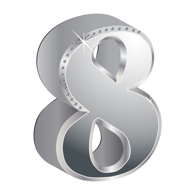 Download Number 8, 3d, metallic Vector | Free Download