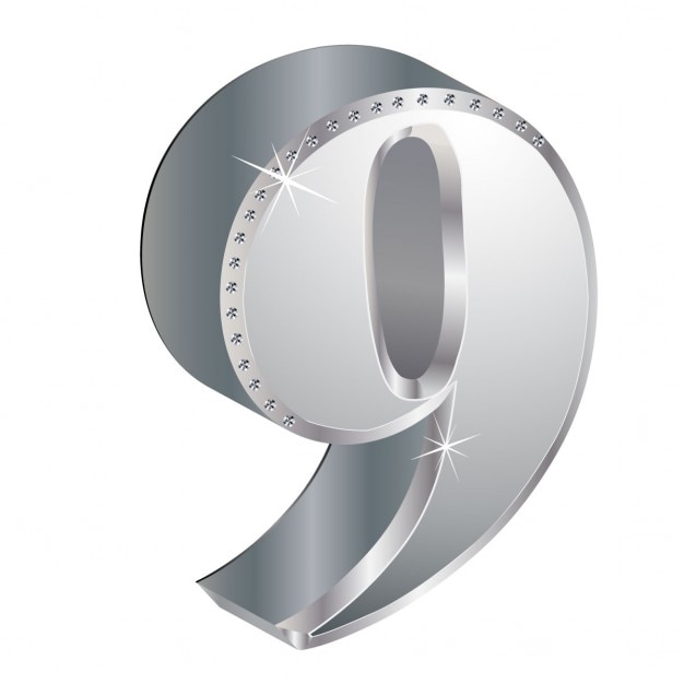 Download Number 9, 3d, metallic Vector | Free Download