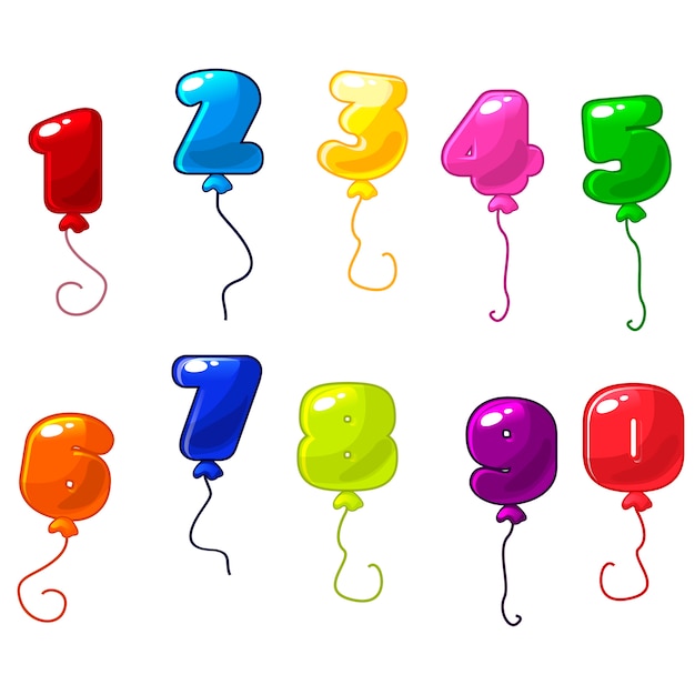 Premium Vector | Number balloons set for birthday party or greeting cards