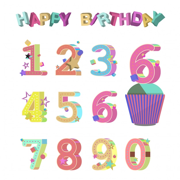 Premium Vector | Number for birthday cake