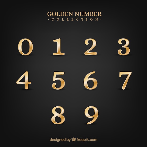 Download Free Vector | Number collection with golden style