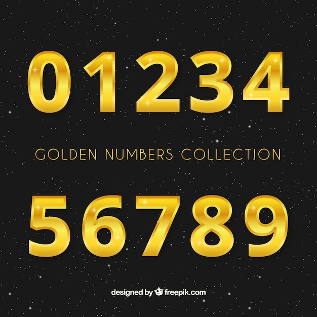 Number collection with golden style Free Vector