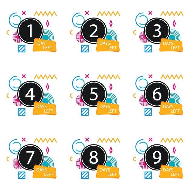 Number of days left badge, for promotion, sale, template, flyer,banner, poster and other Premium Vector