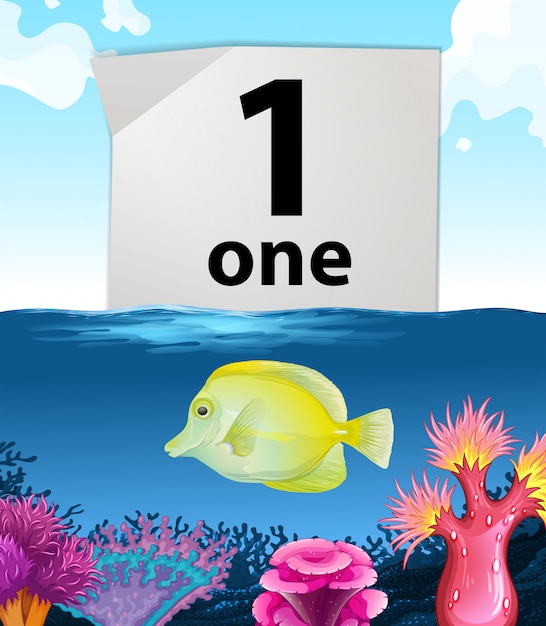 Download Number one and one fish swimming underwater Vector | Free ...