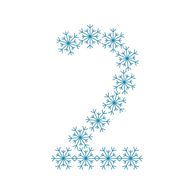 Premium Vector  Number two of snowflakes. festive font or decoration for new year and christmas