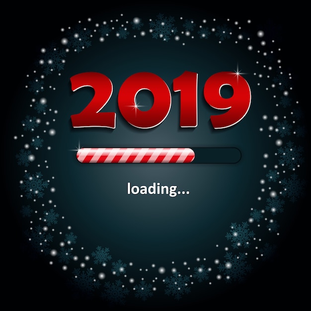 Numbers 2019 and a loading bar Premium Vector