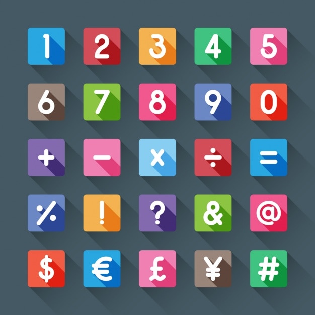 Numbers and symbols of colors Vector | Free Download