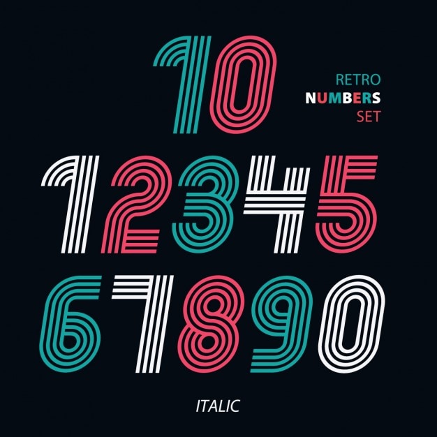 Download Numbers in italics , retro style Vector | Free Download