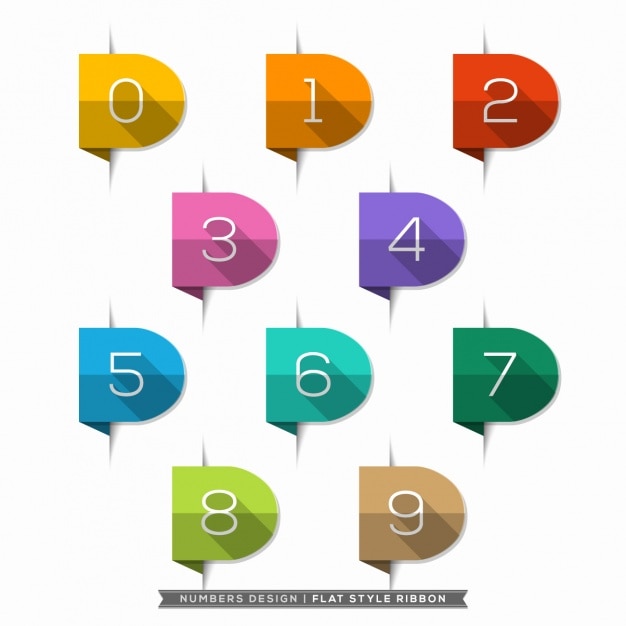 Download Numbers in ribbons collection | Free Vector