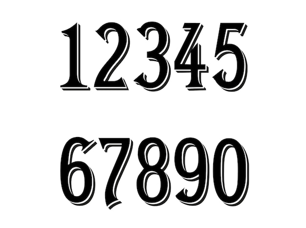 Premium Vector | Numbers set hipster, parallel offset thin intersection ...