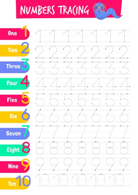 Free Vector | Numbers tracing template