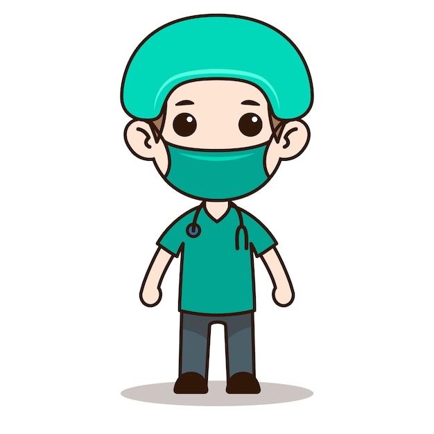 Premium Vector | Nurse chibi character design with mask