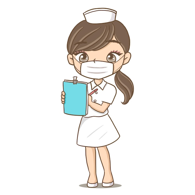 Premium Vector Nurse Cute Girl Pretty Girl Taking Notes Characters Drawing Manga Anime Dol Kawaii Hospit