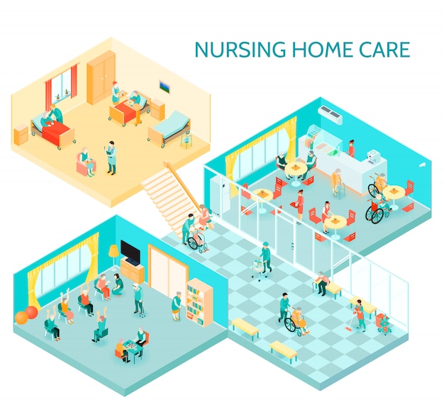 Download Nursing home isometric illustration | Free Vector