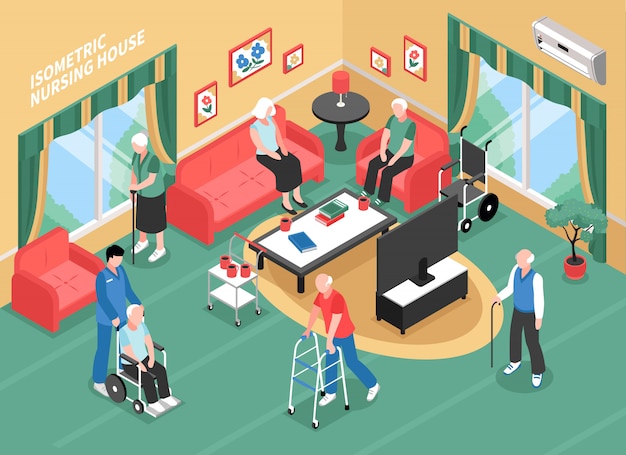 Download Free Vector | Nursing home isometric