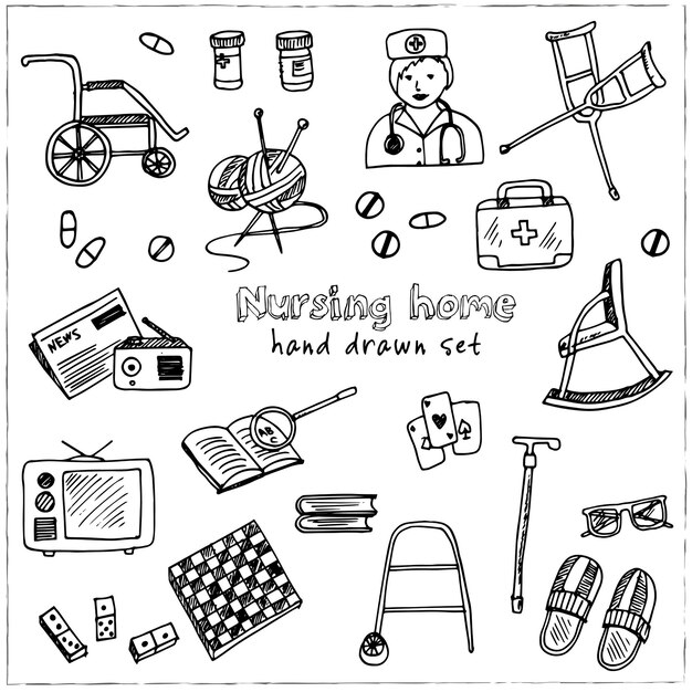 Premium Vector | Nursing home set.