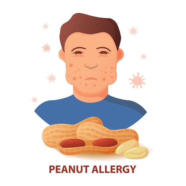 Premium Vector Nut allergy symptoms problem .swollen man character