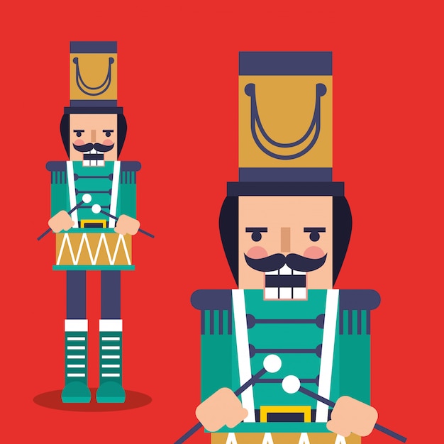 Premium Vector Nutcracker cartoon with drum