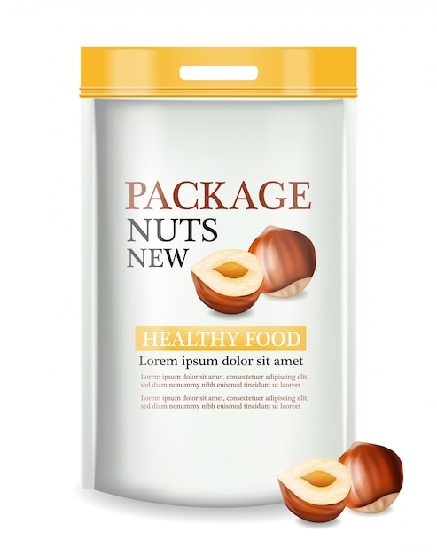 Nuts package realistic mock up Premium Vector
