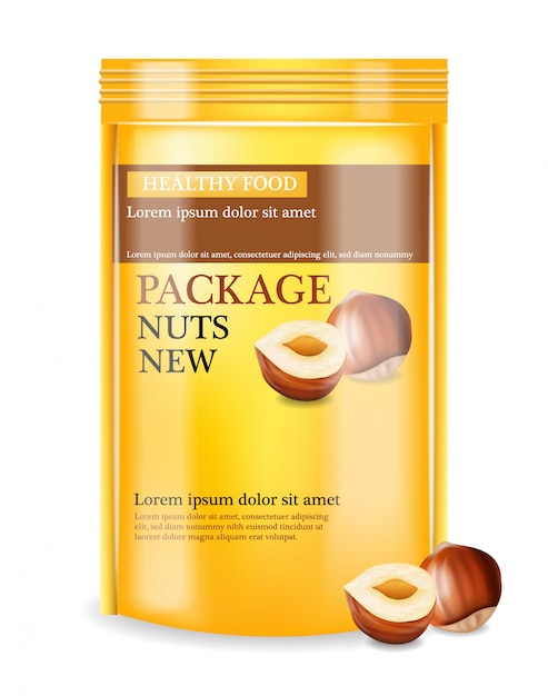 Download Nuts package realistic mock up Vector | Premium Download