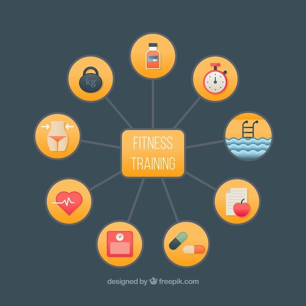 Download Free Vector | Objects fitness training diagram