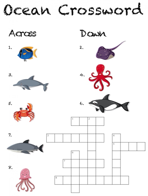 Premium Vector A ocean crossword game template