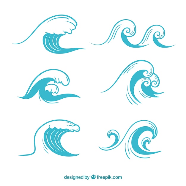 Ocean wave collection Vector | Free Download