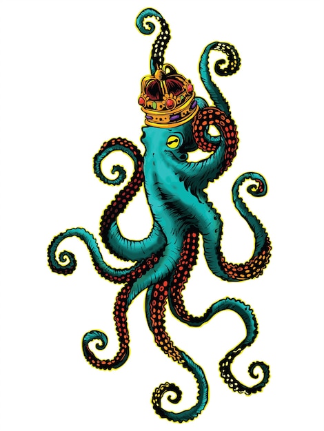 Premium Vector | Octopus king artwork illustration