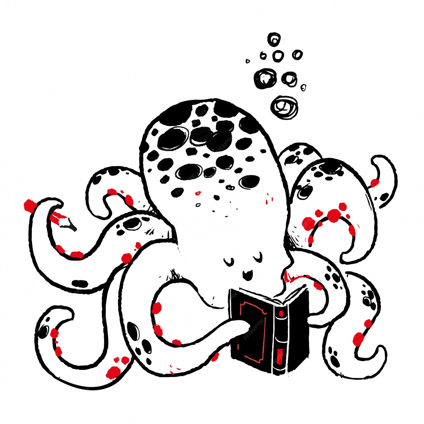 Premium Vector | Octopus reading a book