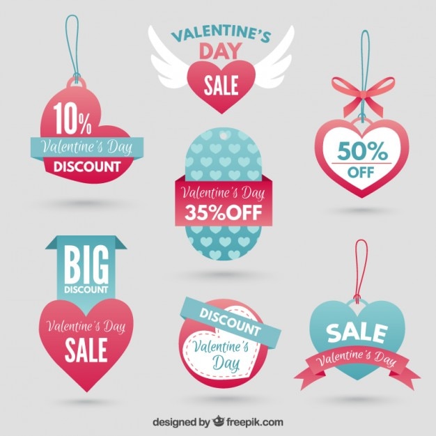 Premium Vector | Offer tags valentine day pack