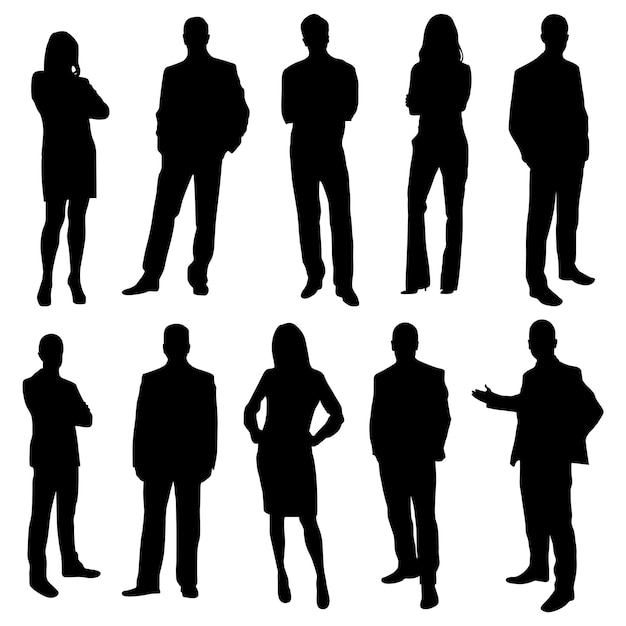 Download Office business people silhouettes Vector | Premium Download