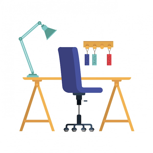 Premium Vector | Office desk with chair on white