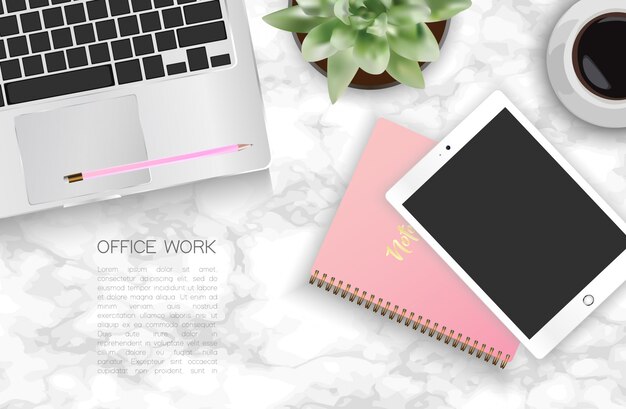Office desk. Premium Vector