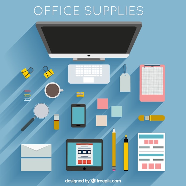 Free Vector | Office element collection on top view