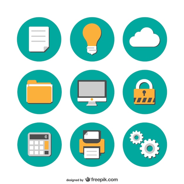 Download Office flat icons collection Vector | Free Download