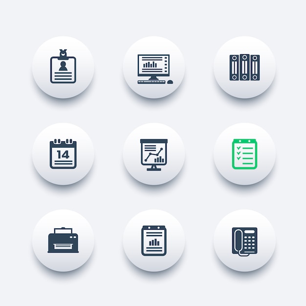 Office icons set Premium Vector