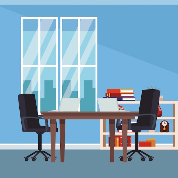 Premium Vector | Office interior scenery