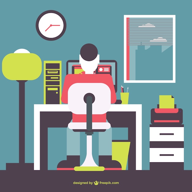 Office man working flat illustration