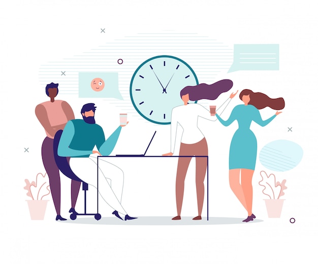 Office people having break during working day Premium Vector