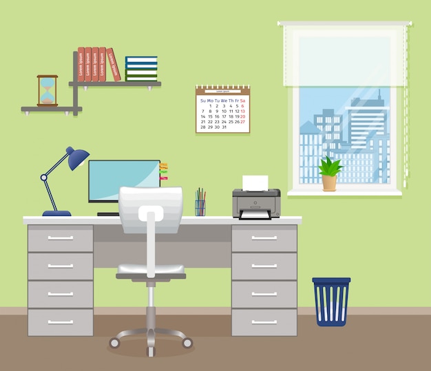 Office Room With Furniture And Window Office Interior Design