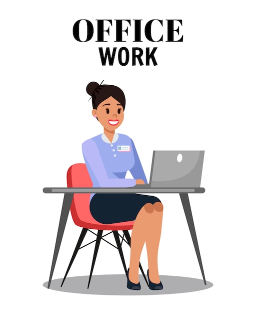 Premium Vector | Office work flat vector illustration with text