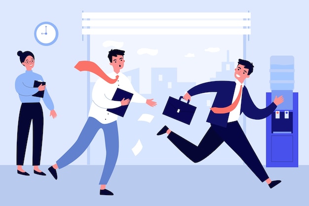 Premium Vector | Office worker running after colleague. worried manager ...